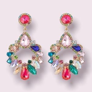 Eyecandy Los Angeles Rainy Rainbow Crystal Drop Earrings